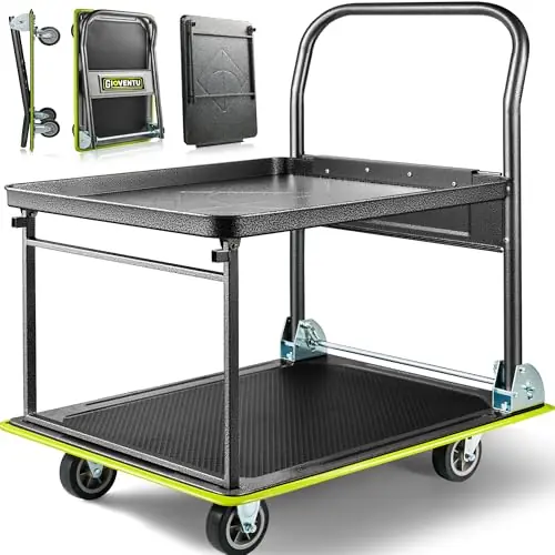 Heavy Duty Push Cart Dolly (700 lbs), Foldable Platform Hand Truck Made with High-Strength Steel