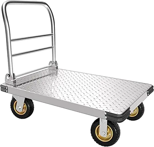 Platform Truck Heavy Duty Push Cart Dolly with 6‘‘ Wheels 2000 LBS Capacity Steel Large Flatbed Cart