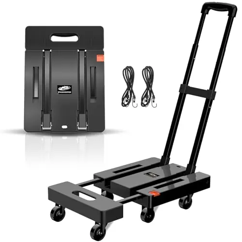 500 LB Heavy Duty Luggage Cart, Utility Dolly Platform Cart with 6 Wheels & 2 Elastic Ropes for Luggage