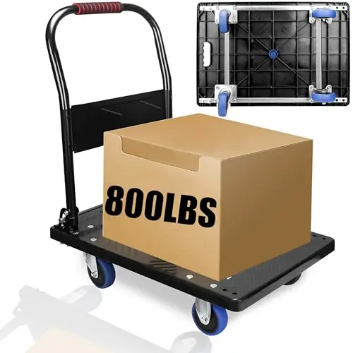 Push Cart Dolly, Moving Platform Hand Truck with 360 Degree Swivel Silent Wheel