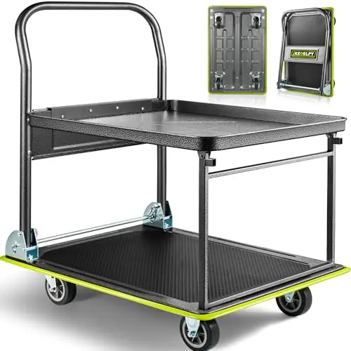 Upgraded Foldable Push Cart Dolly, 700lbs Foldable Platform Truck Dolly with Wheels