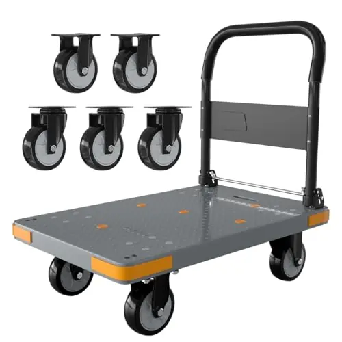 WUD Push Cart, Folding Mobile Platform Trolley,Thickened and Reinforced
