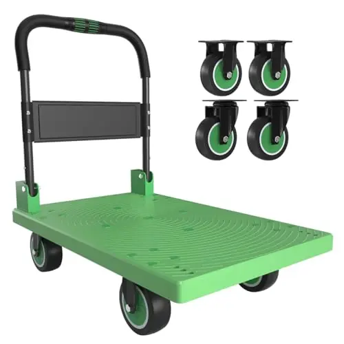 Push Cart, Folding Mobile Platform Trolley,Thickened and Reinforced, 360° Swivel Wheels, 35.4 “L x 23.6 ”W, 1323 lb