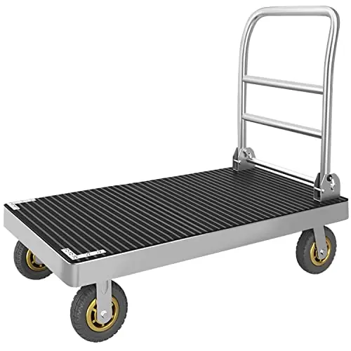 Platform Truck Cart, Foldable Push Cart Dolly Large Flatbed w/Rubber Mat and 6‘‘ Wheels