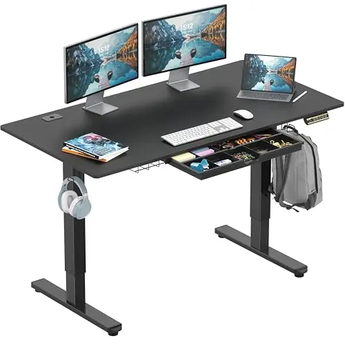 5 x 28 Inches Electric Height Adjustable Standing Desk with Drawer and Memory Preset