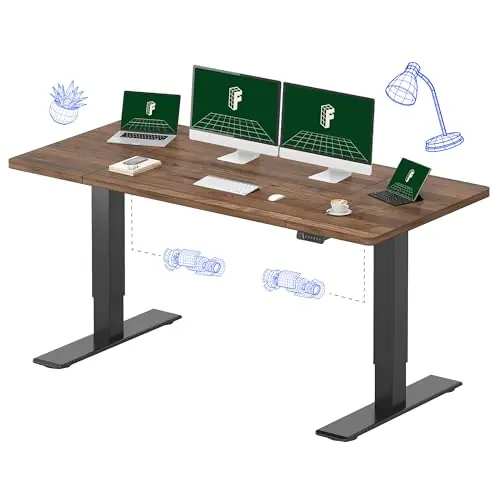 Large Dual Motor Electric Standing Desk, Black Walnut - 198 LBS Heavy-Duty Capacity
