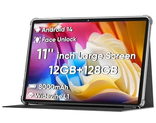 2026 Android 16 Tablet 11inch, Face Unlock, 18W Fast Charging