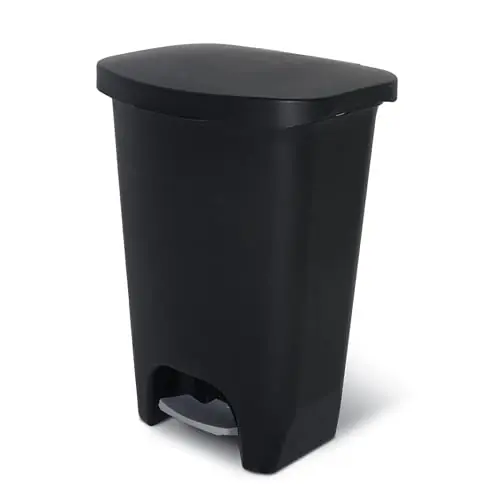 Glad 13 Gallon Trash Can Plastic Kitchen Waste Bin with Odor Protection of Lid Hands Free