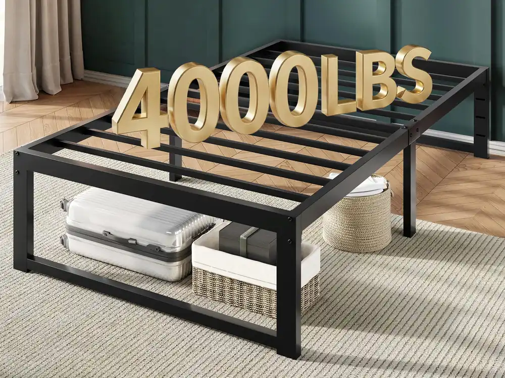 Allewie Twin Bed Frame, 14 Inch Metal Platform Bed Frame with 4000LBS Heavy Duty Steel Slats Support, Noise Free, Easy Assembly, No Box Spring Needed, Black