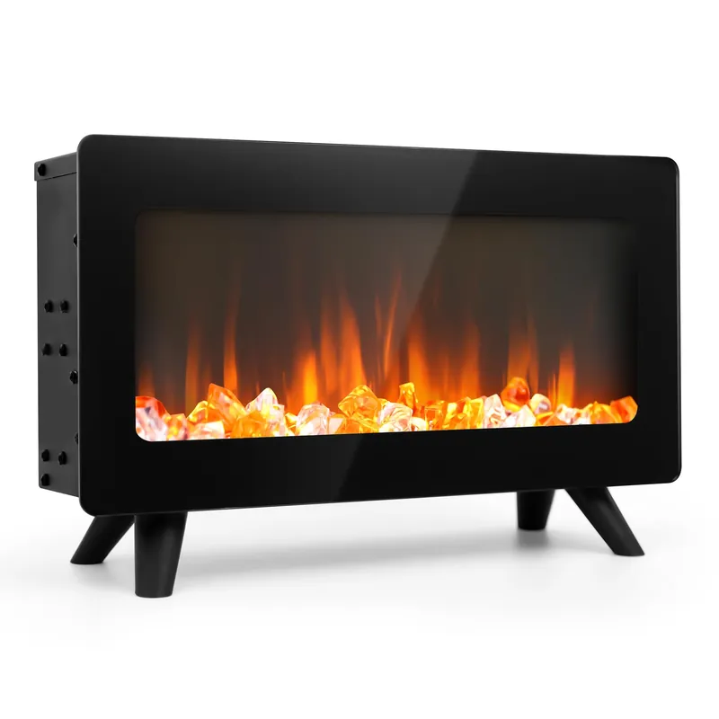 16" Small Freestanding Electric Fireplace Heater - Fire Places Electric Fireplace Stove with Realistic 3D Flames, Infrared Heater Indoor Space Heater, 750 1500W, Overheating Protection