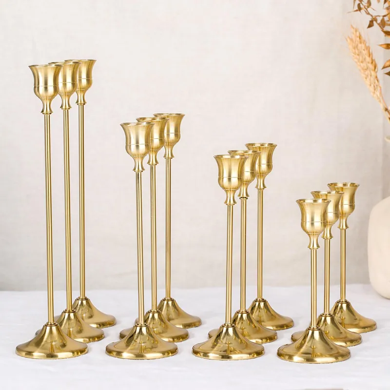 Sunnyfuture Candlestick Holders, 12PCS Taper Candle Holder for Candlesticks, Gold Candle Holders for Table Centerpiece, Wedding, Party