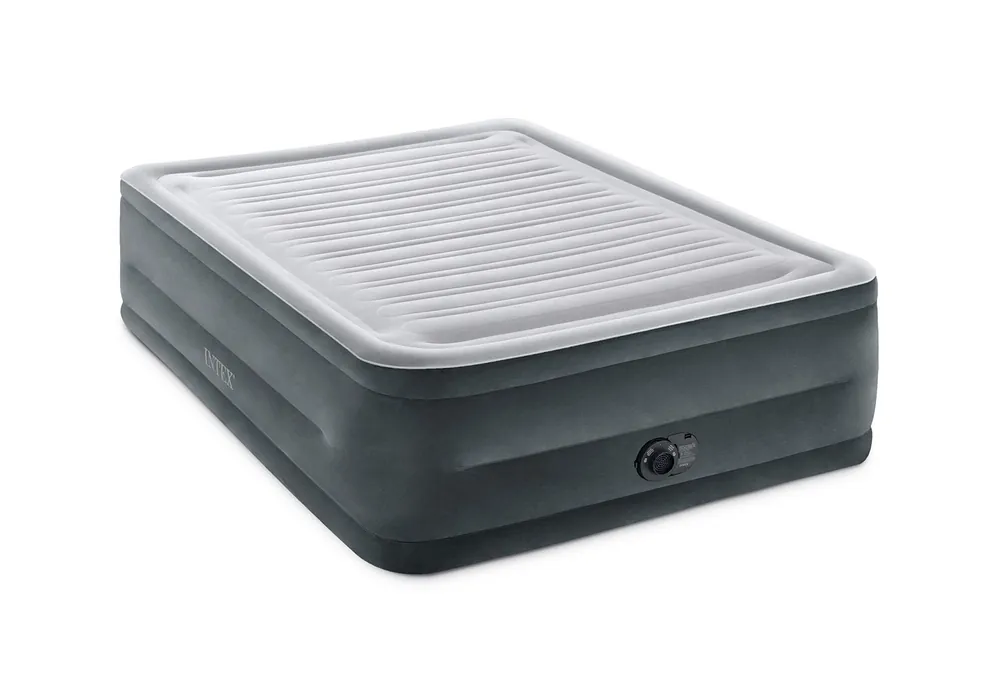 Intex 64417ED 22in Queen Dura-Beam Comfort Plush High-Rise Inflatable Air Mattress with Built in Pump for Travel and Camping, 600lb Weight Capacity