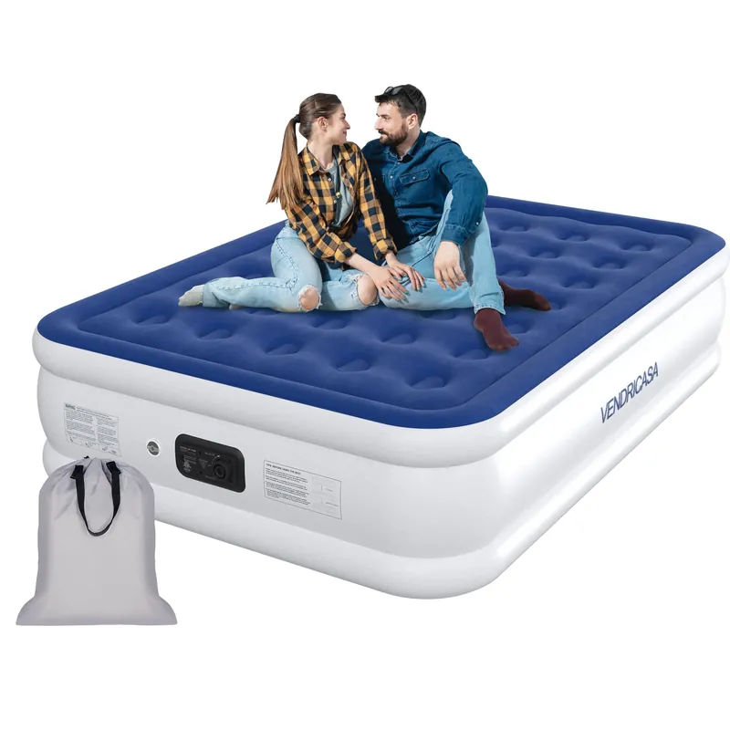 Vendricasa Full Air Mattress with Built in Pump, 18" Raised Inflatable Mattress, Self Inflating Blow Up Bed, Comfort Portable Air Bed with Carry Bag for Camping, Home, Guests, Travel 650 lbs Max