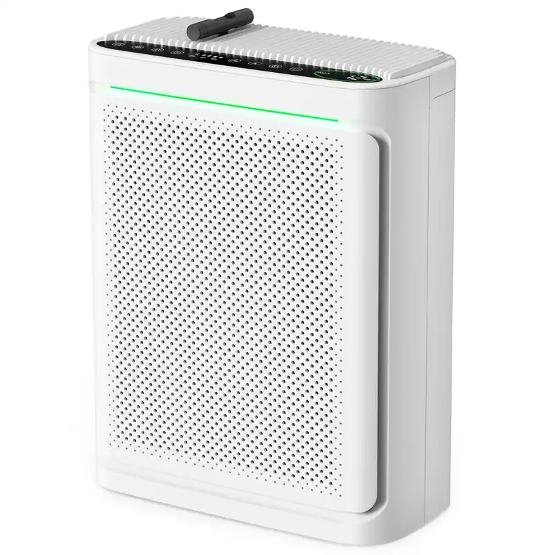 VOOPNU Air Purifiers For Home With Air Quality Display Cover Area Up to 2152 Sq.Ft Equipped with True H13 HEPA Washable Filter Air Cleaner with Fragrance Sponge for Bedroom Dorm Room, DH-JHD08(White)