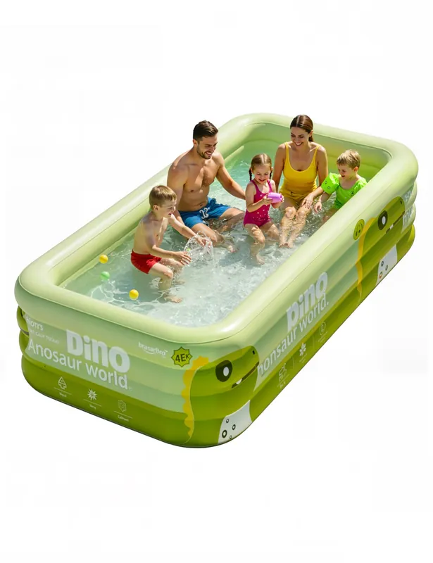 120" Large Inflatable Pool for Adults & Family, 4-Layer Thickened Blow Up Pool (Stronger Than 3-Layer), 0.32mm Heavy Duty PVC, Durable Swimming Pool for Kids, Adults & Pets Backyard Summer Green