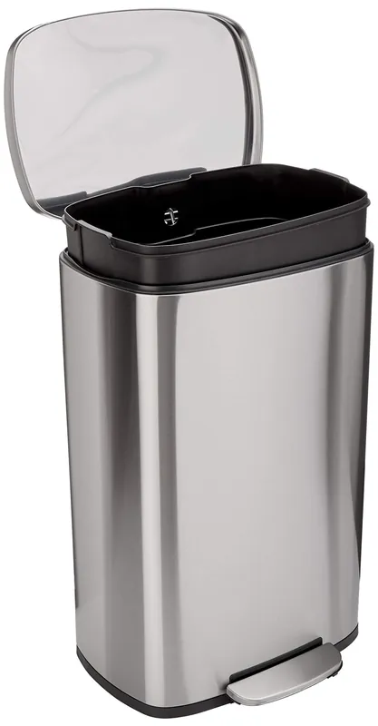 Basics Smudge Resistant Rectangular Trash Can with Soft-Close Lid, Foot Pedal