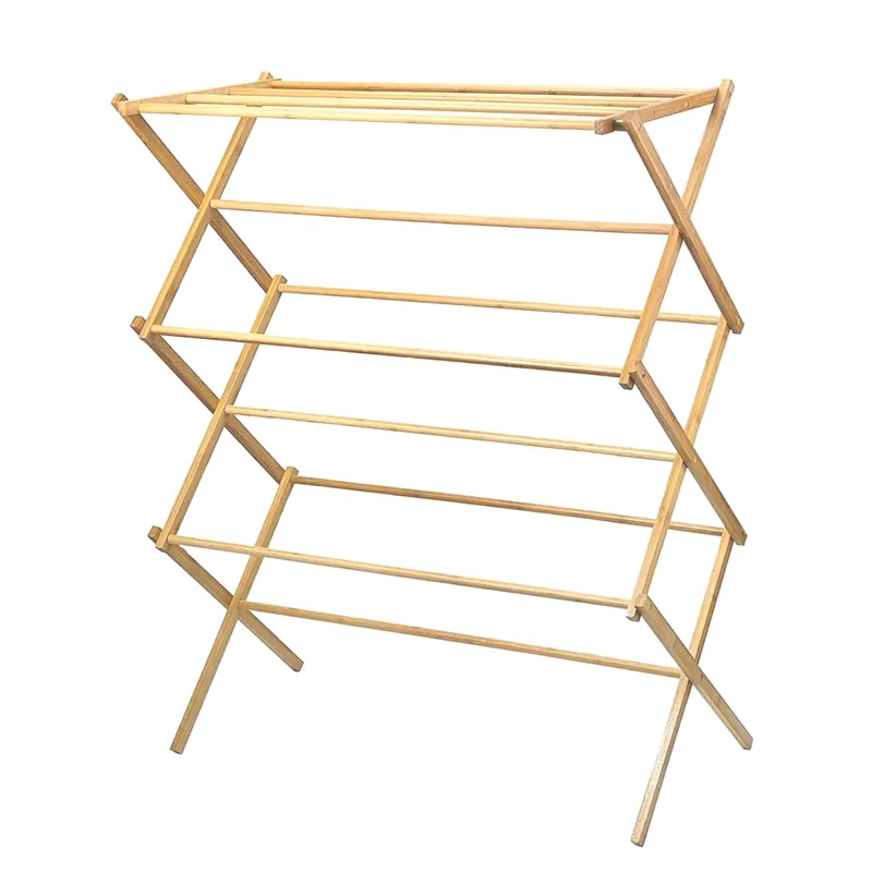 HOME IT Wooden Clothes Drying Rack for Laundry - Collapsible Folding Bamboo Laundry Drying Rack for Drying Clothes - Heavy Duty Pre Assembled