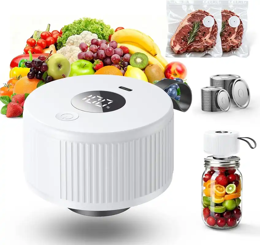 Auletor Electric Mason Jar Vacuum Sealer, [2026 Upgraded] One-Piece Handheld Vacuum Sealer Kit for Wide & Regular Mouth Jars, Portable Cordless Sealer for Food Storage, Homesteading & Meal Prep