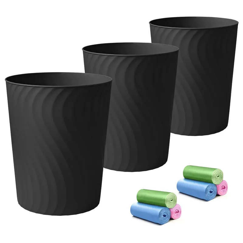 Small Trash Can, 3 Pack 1.8 Gallons Bathroom Trash Can, Slim Waste Basket, Round Garbage Can