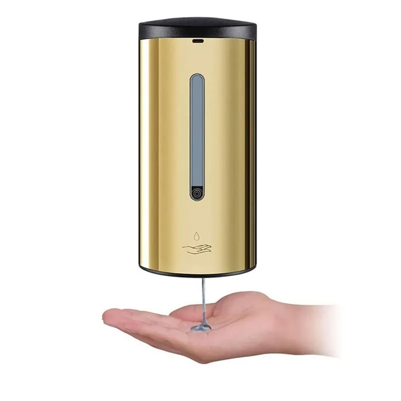 Wall-Mounted Commercial Automatic Soap Dispenser Gold Stainless Steel Large Capacity 700ml Kitchen Bathroom Dedicated Storage (Color Gold)