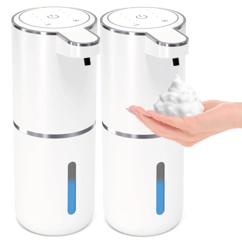 MTYGK 2 Pack Automatic Foaming Soap Dispenser,Touchless Foam Soap Dispenser,12.8oz Rechargeabled Wall Mounted Smart for Bathroom and Kitchen Dish Soap,Easy for Toddlers(White)