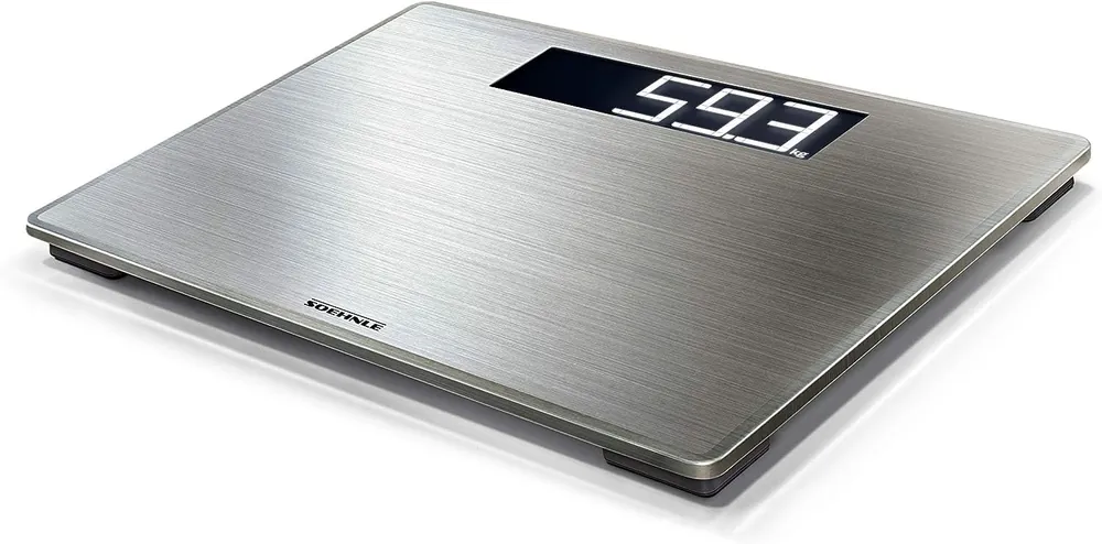 Soehnle Digital Personal Scale Style Sense Safe 300 – High Precision Bathroom Scale with XXL Stainless Steel Surface, Anti-Fingerprint, Auto On/Off, Large LCD Display, 180kg Capacity