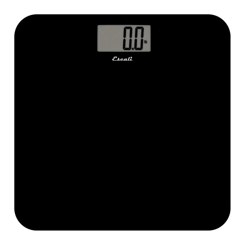 Escali Digital Glass Bath Scale for Body Weight, Bathroom Body Scale, High Capacity of 400 lb, Battery Included, Slim Black