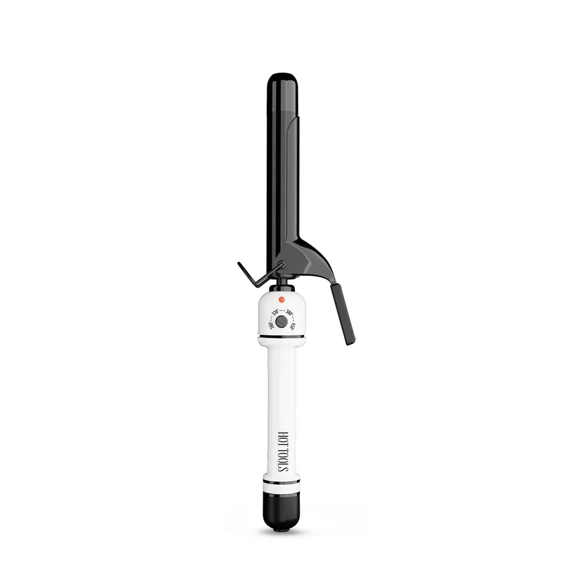 HOT TOOLS Pro Artist Nano Ceramic 1 Inch Curling Iron, Dual Voltage Curling Wand, For Bouncy Curls, Black/White