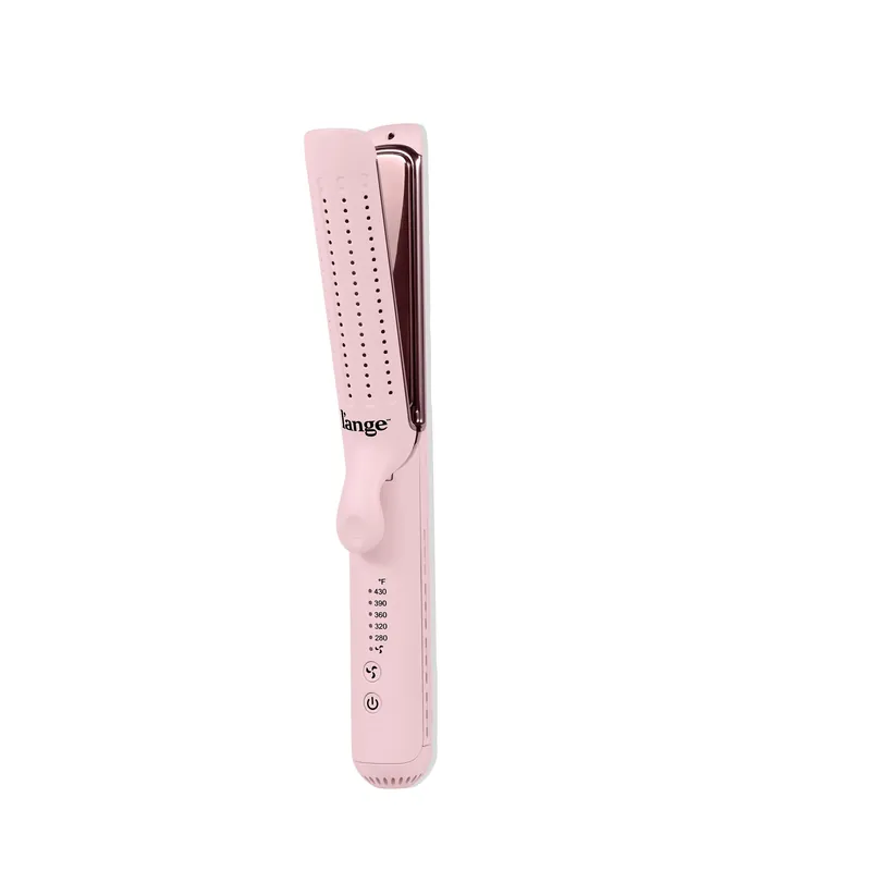L‘ANGE HAIR Le Duo Edge 360° Airflow Titanium Styler Blush 2-in-1 Flat Iron Straightener & Curling Iron 1” Wide Titanium Plates with Rounded Corners & Softly Beveled Edges (Blush)