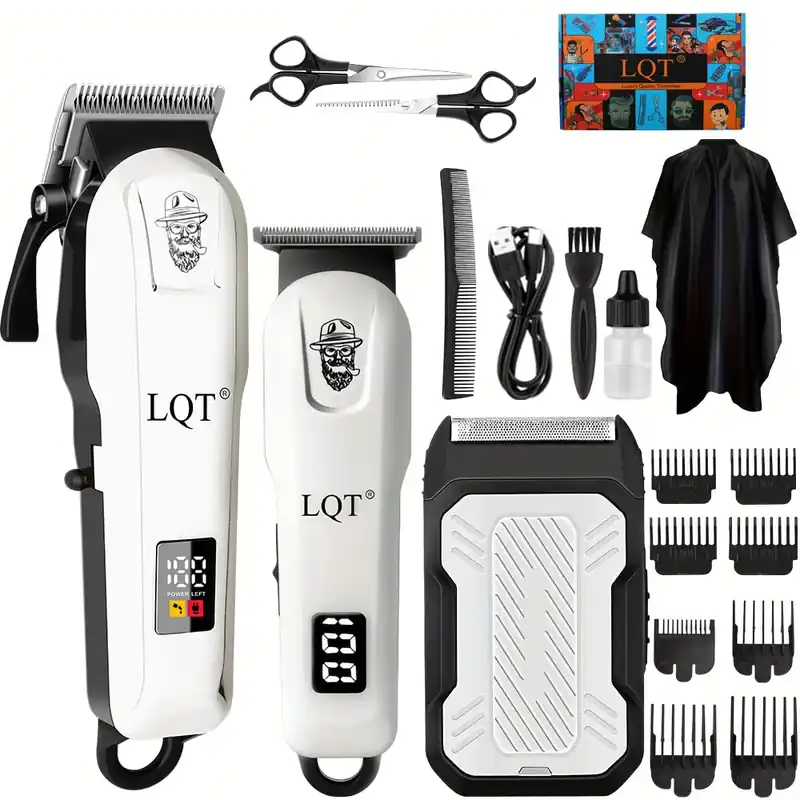 LQT Hair Clippers for Men, Professional Barber Clippers and Trimmer Set, Mens Cordless Clipper, 3 pcs setHair Cutting Kit for Men