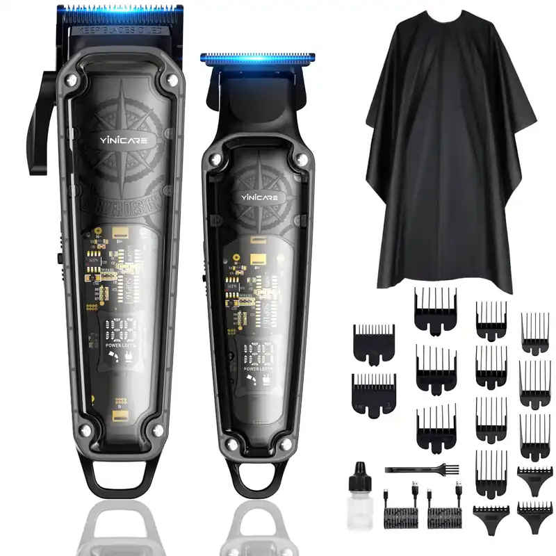 Hair Clippers for Men Barber Kit - Yinicare Professional Cordless Electric Hair Cutting Set with Pomade Hair Clipper, Zero Gap T-Blade Trimmer, Guards for Mens Haircut (Hair Clippers Set)