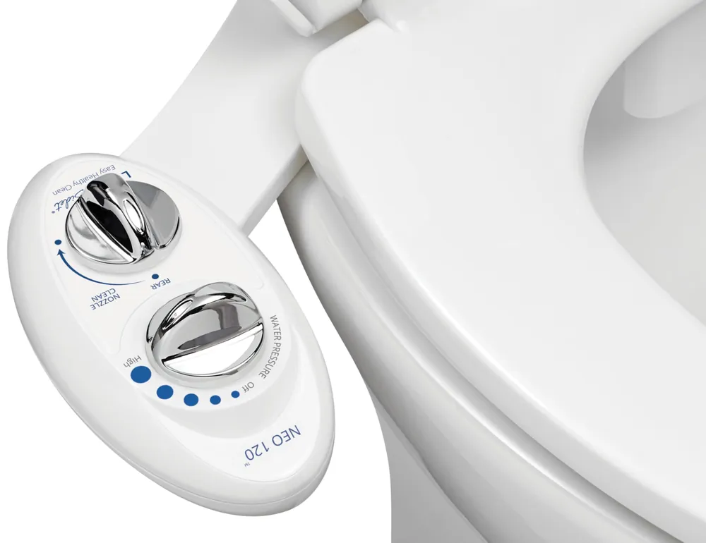 LUXE Bidet NEO 120 - Single Nozzle, Self-Cleaning, Non-Electric Bidet Attachment for Toilet Seat, Adjustable Water Pressure, Rear Wash (White)