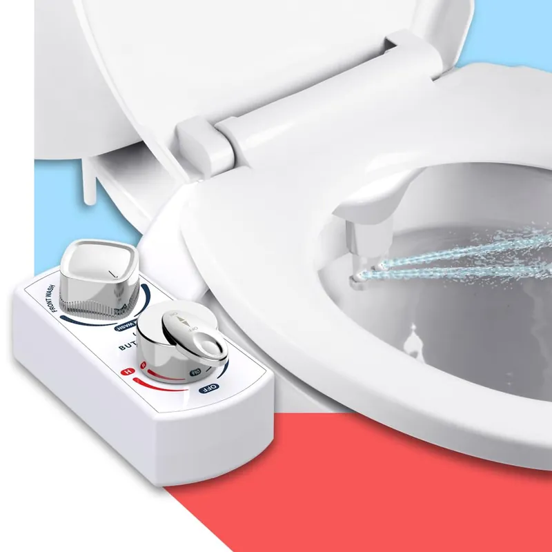 BUTT BUDDY Spa - Bidet Toilet Seat Attachment & Fresh Water Sprayer (Cool & Warm Temperature Control Easy Setup, Universal Fit, Non-Electric Dual-Nozzle Cleaning, Adjustable Pressure, Female Wash)