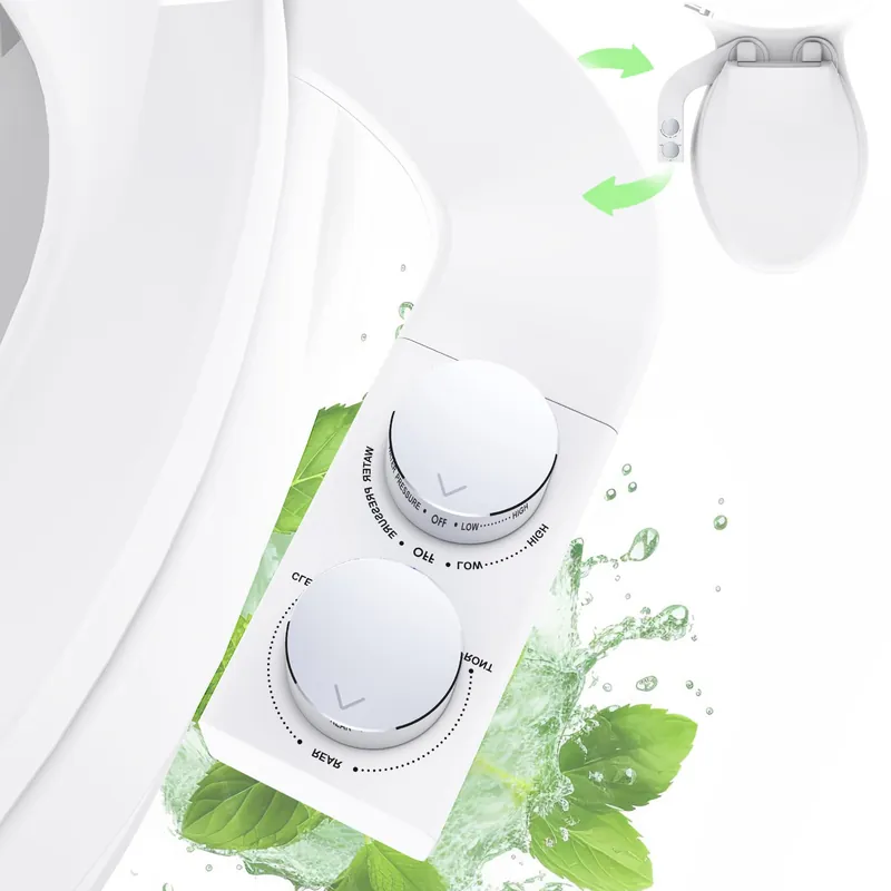 Terapaton Toilet Bidet With Left/Right Side Reversible Design, Fresh Water, Non-Electric, Toilet Bidet Attachment, Right/Left Hand Side with Dual Nozzle, Self-Clean, Includes Extended Screws (Chrome)