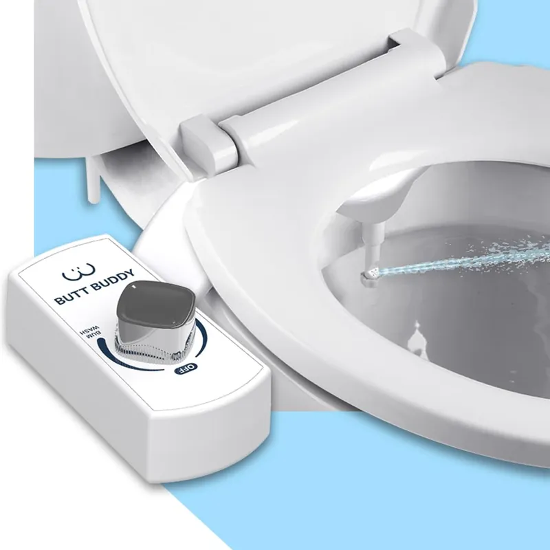 Butt Buddy - Bidet Toilet Seat Attachment & Fresh Water Sprayer (Easy to Install, Universal Fit, No Plumbing or Electricity Required Self-Cleaning Nozzle, Adjustable Pressure Control, USA Stock)