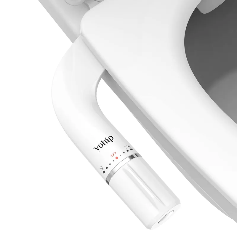 Yohip Ultra-Slim Bidet Attachment for Toilet - Dual Nozzle (Feminine & Posterior Wash) Lead-Free Stainless Steel Valve Non-Electric Adjustable Water Pressure 2.48" Slim Fit Standard Toilets
