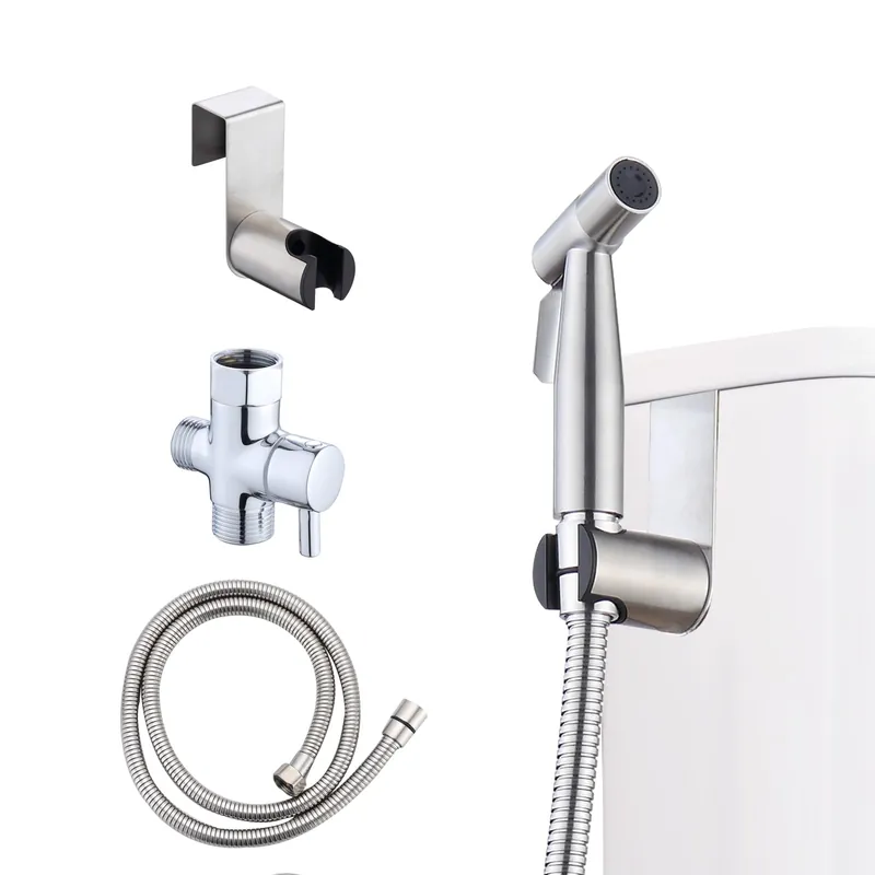 TENGPOLE Handheld Bidet Sprayer for Toilet & Bathroom, Adjustable Water Pressure Spray Gun with 304 Stainless Steel Hose, Bidet Faucet for Postpartum Care, Elderly, Muslim Shower, Easy to Install