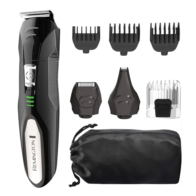 Remington All-in-One Grooming Kit, Lithium Powered, 8 Piece Set with Trimmer, Men‘s Shaver, Clippers, Beard and Stubble Combs, PG6025, Black