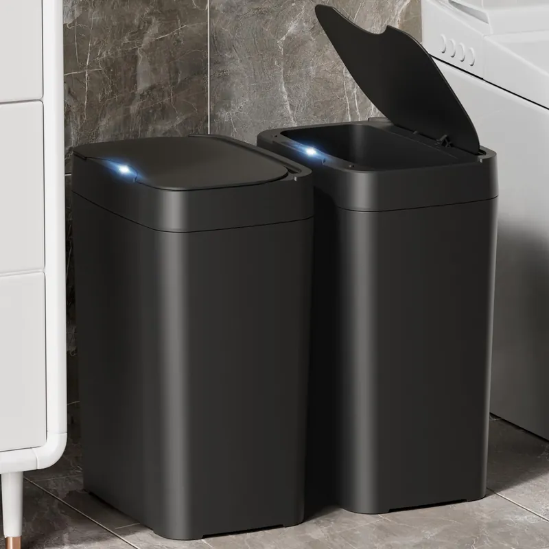 2 Pack 2.7 Gal Bathroom Trash Can with Lid, Automatic Trash Can Small Smart Garbage Can Touchless