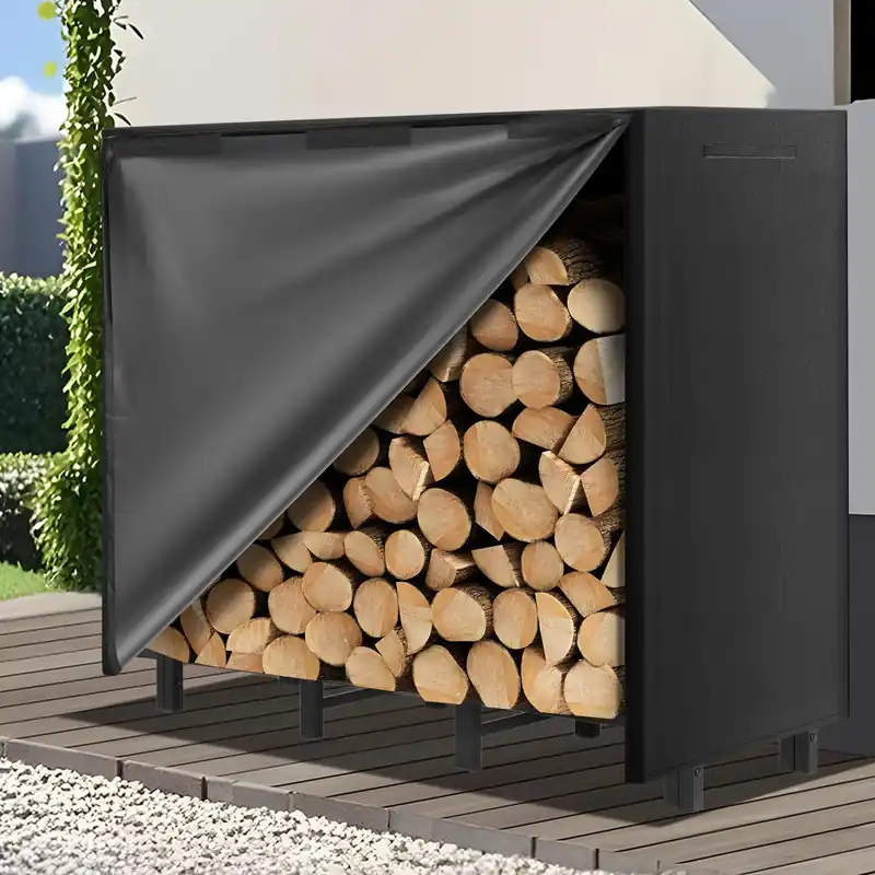 Kendane 4FT Firewood Rack Outdoor with Cover, Heavy Duty Adjustable Firewood log Storage & Holder, Wood Pile Lumber Storage Rack Stacking Outside for Courtyard Patio.