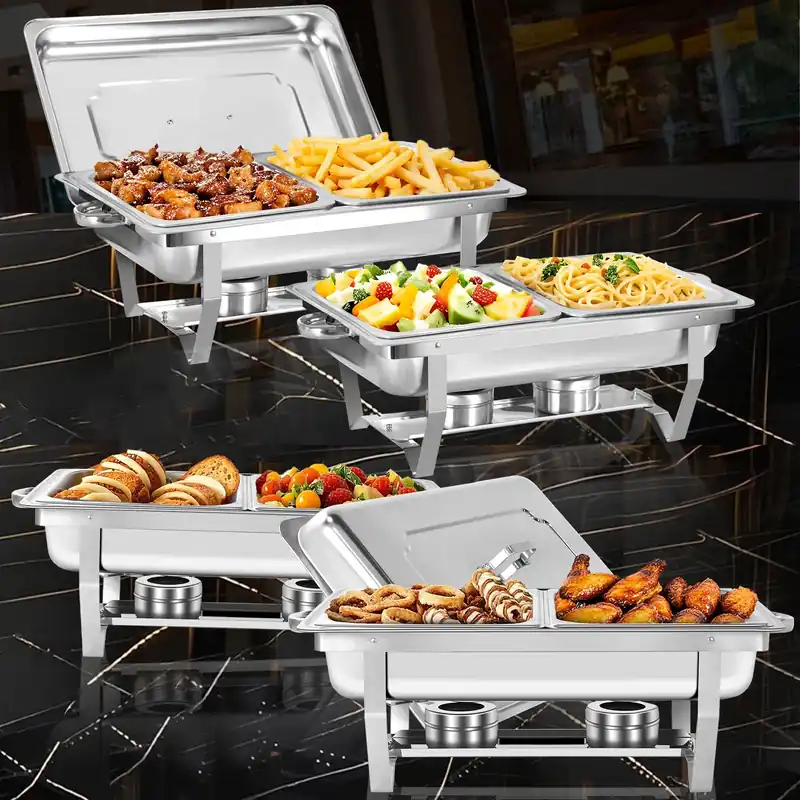 Erweater Chafing Dishes for Buffet 9QT, 4 Pack Chafing Dishes Chafers and Buffet Warmers Sets, Food Warmer for Parties, Catering Supplies Buffet Dispaly