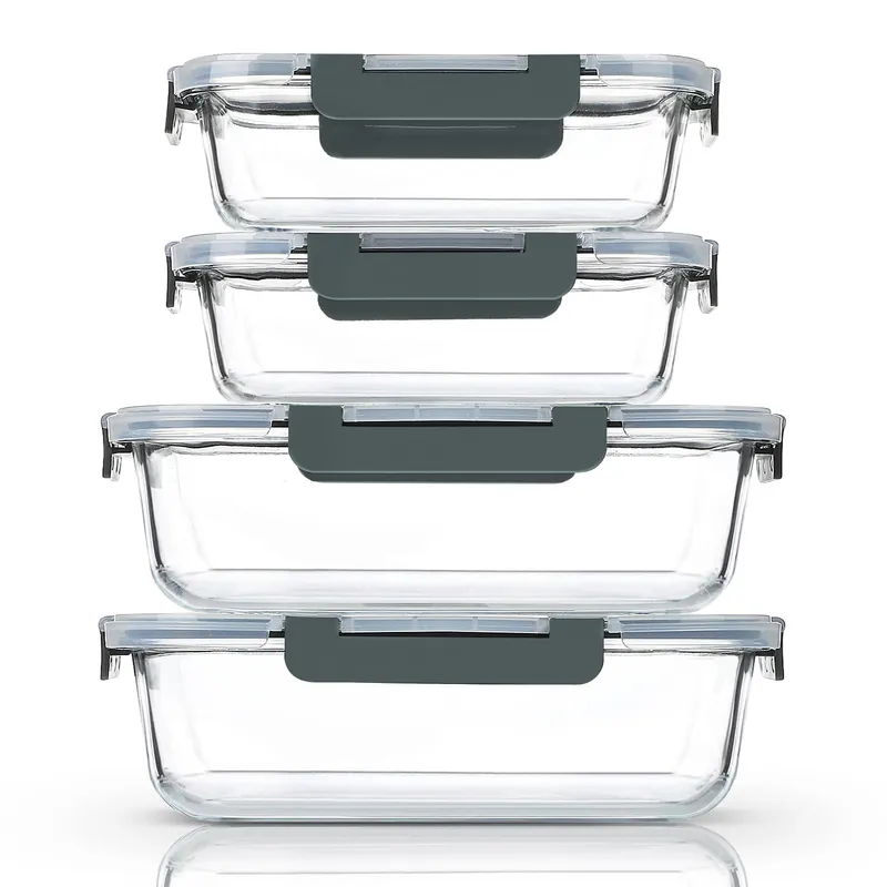 M MCIRCO [80 oz & 36 oz Extra Large Glass Food Storage/Baking Containers Set with Lids, 2 Pack 80 oz(10 cup)&2 Pack 36 oz (4.5 cup) Airtight Glass Container,Microwave,Oven,Freezer and Dishwasher