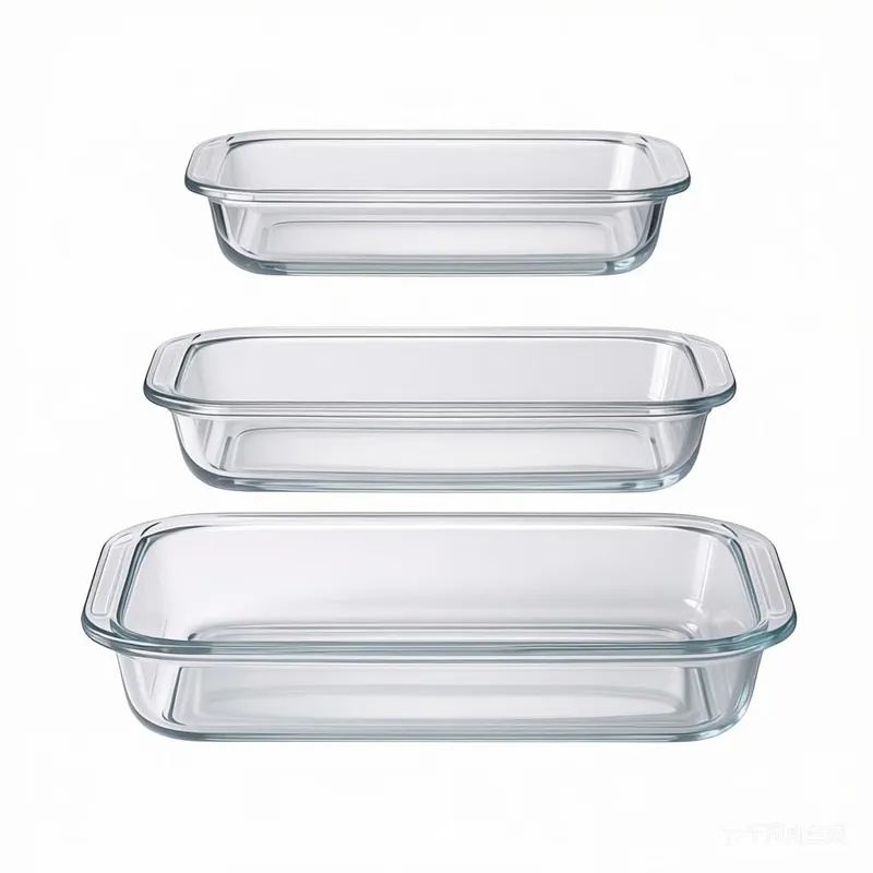 High Borosilicate Glass Baking Tray 3-Piece Set, 2.3 Quarts+1.6 Quarts+1.0 Quarts Rectangular Glass Baking Dish Container for Microwave and Oven, Suitable for Cooking, Baking Bread, Cakes and Meals