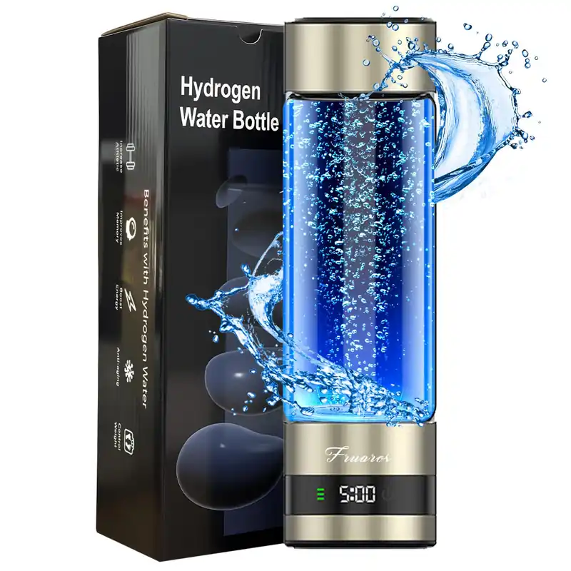 Hydrogen Water Bottle Generator – Portable Hydrogen Water Machine, Up to 6000 PPB SPE/PEM Certified H₂ Tech Hydrogen-Rich Water for Energy & Hydration Healthy Gift for Family & Friends (Gold)