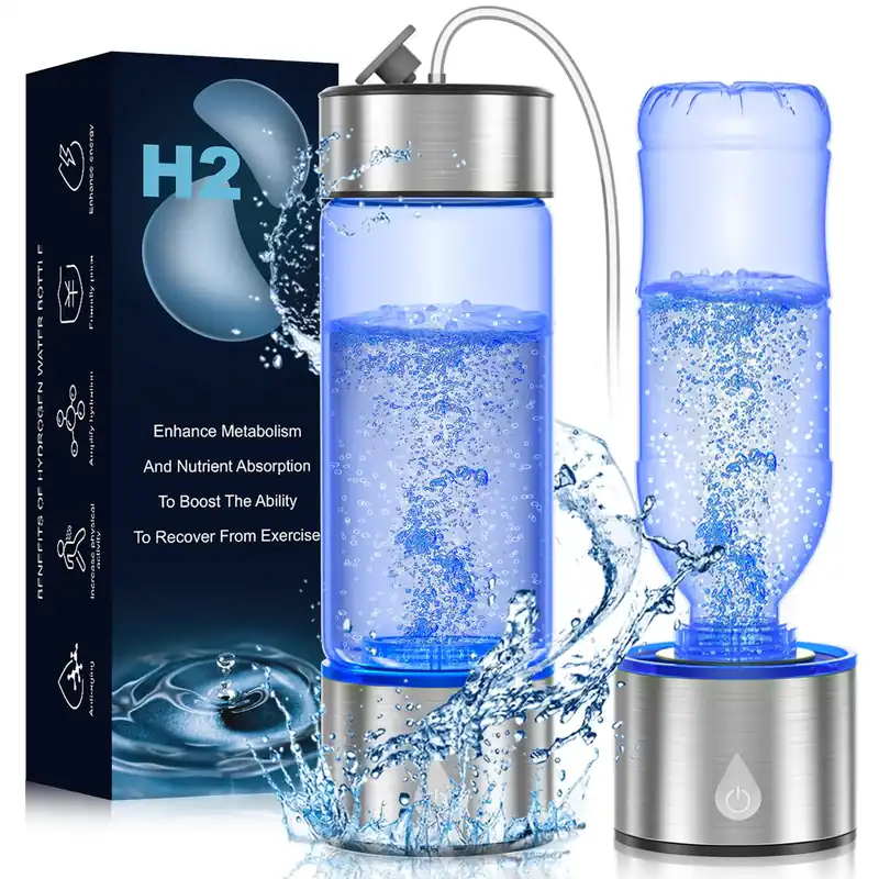 feknunc Hydrogen Water Bottle Generator, Portable Rechargeable Hydrogen Water, Hydrogen Water Ionizer Machine, with SPE/PEM Technology, for Home Office Travel Fitness Drinking