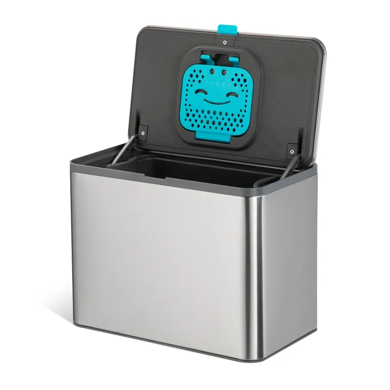 Home Zone Living Kitchen Compost Bin with CleanAura, Stainless Steel, Small and Compact Design, Includes Placement Attachments, 5 Liter Capacity, Silver