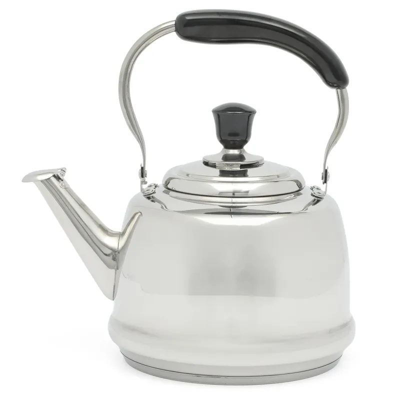 Martha Stewart Kingstree Large 2 Qt Stainless Steel Tea Kettle – Heavy Gauge Durable Whistling Tea Kettle for Stove Top, Easy Pour, Classic Design