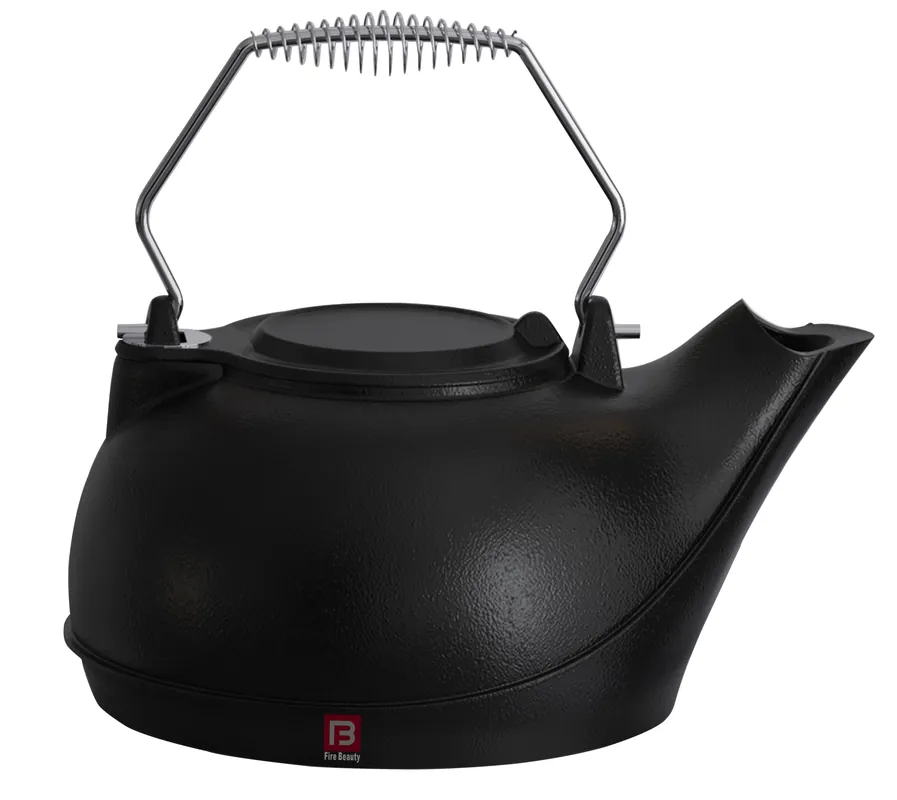 Fire Beauty Humidifying Iron Kettle,Stove Humidifier,Wood Stove Kettle,Cast Iron,Chrome handle
