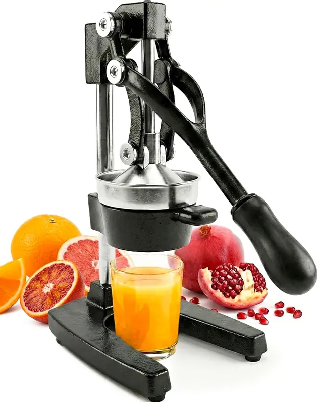 Eurolux Ultra-Premium Cast Iron Juicer Extra-Large, Heavy Duty, Commercial Grade, Stainless Steel Manual Hand Press Citrus Squeezer For Fresh Orange Juice, Pomegranate, Lemon, and Much More (Black)