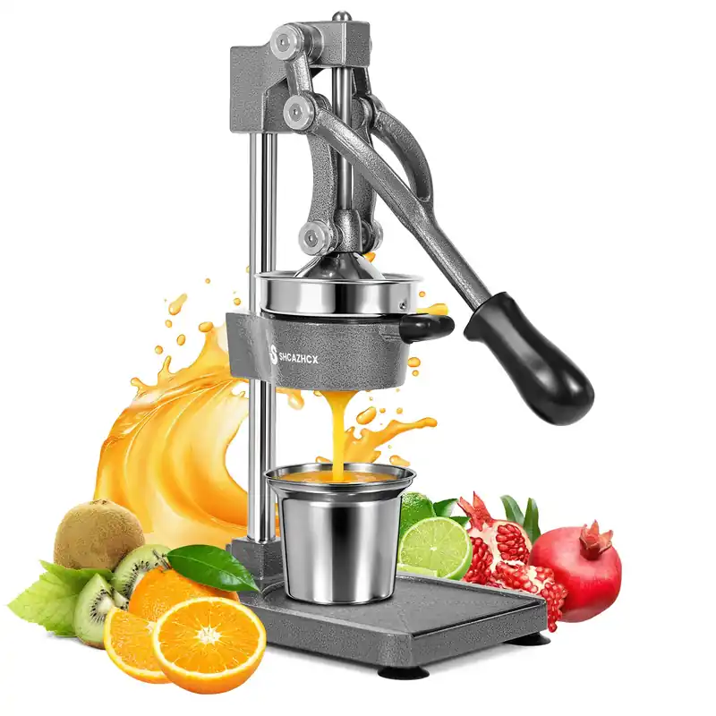 Shcazhcx Heavy Duty Cast Iron Pomegranate & Citrus Juicer, Extra Powerful Manual Hand Press, High Yield Lemon Orange Squeezer with Stainless Steel Cup, Commercial Grade Juice Press
